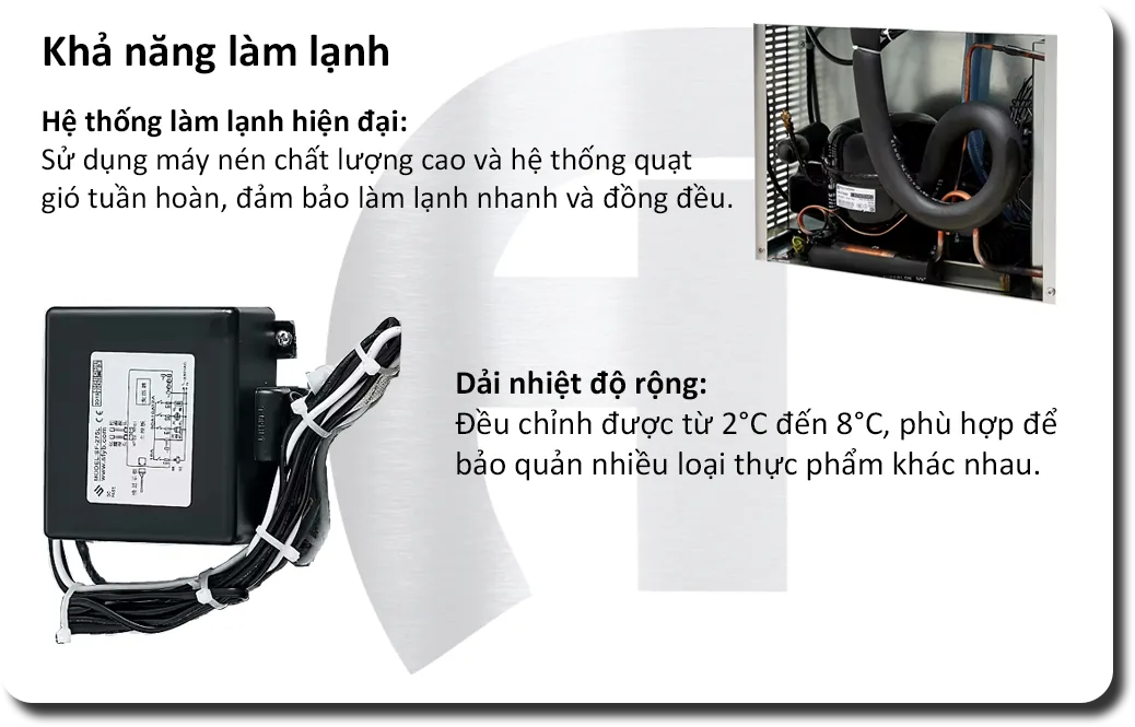 Bàn Mát 2 cánh kính KaiFridge 1m2