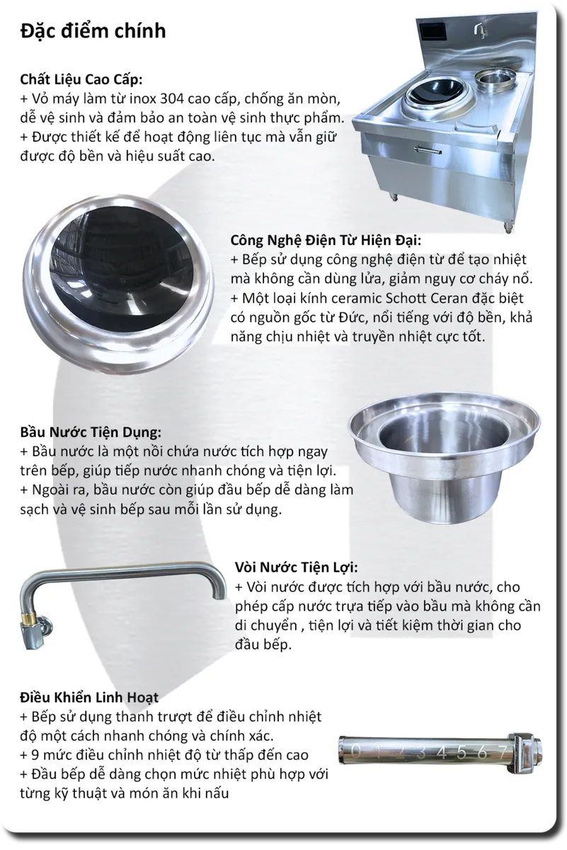 Bếp Á 1 Họng Điện Từ Có 1 Nồi Hâm