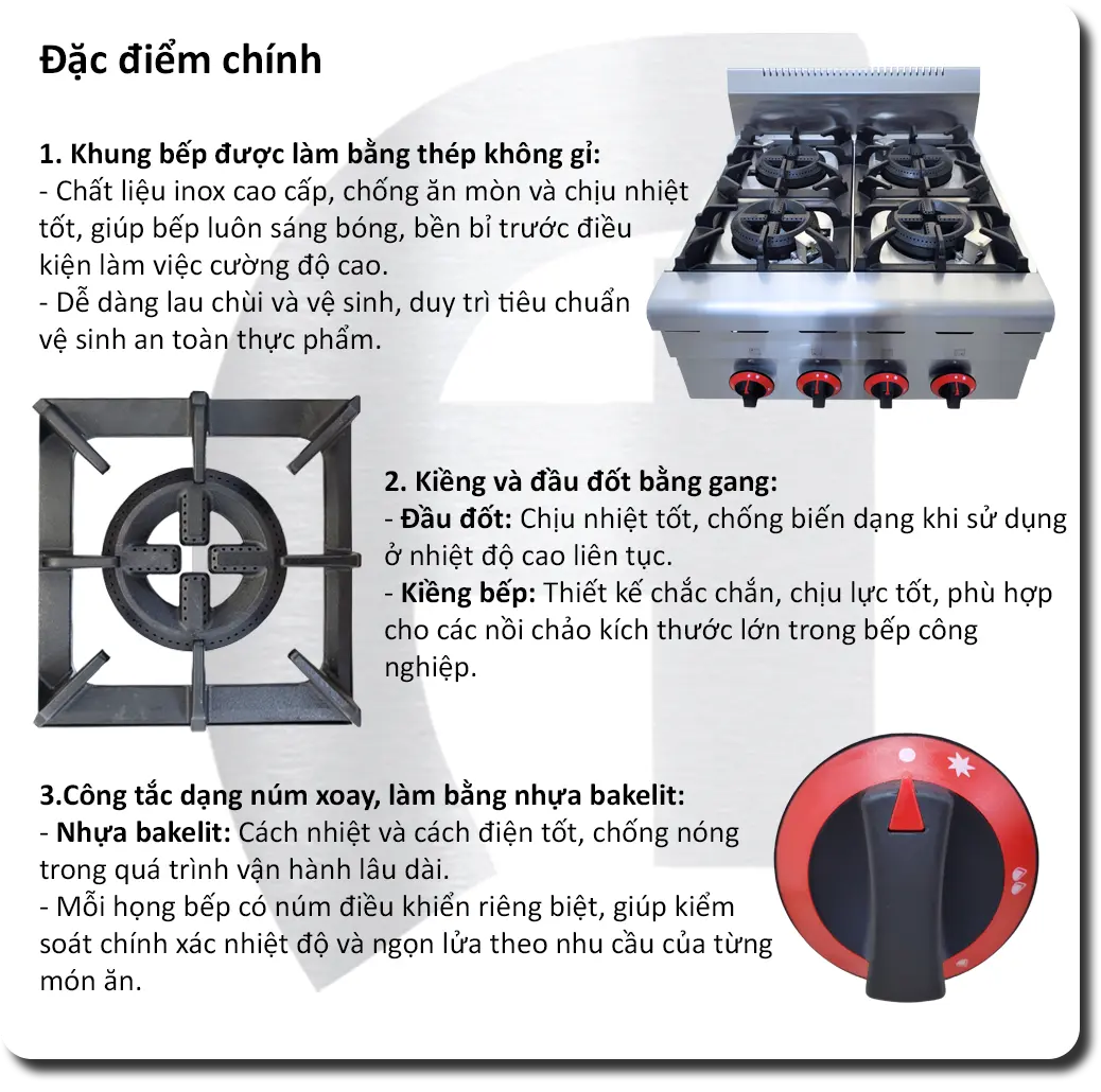 Bếp Âu 4 Họng Dùng Gas Để Bàn KaiCook