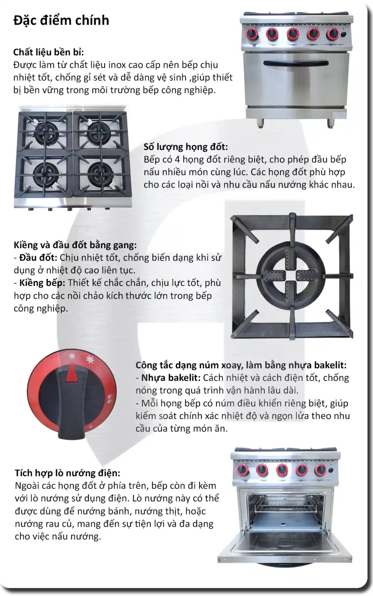 Bếp Gas 4 Họng Kèm Lò Nướng Điện KaiCook