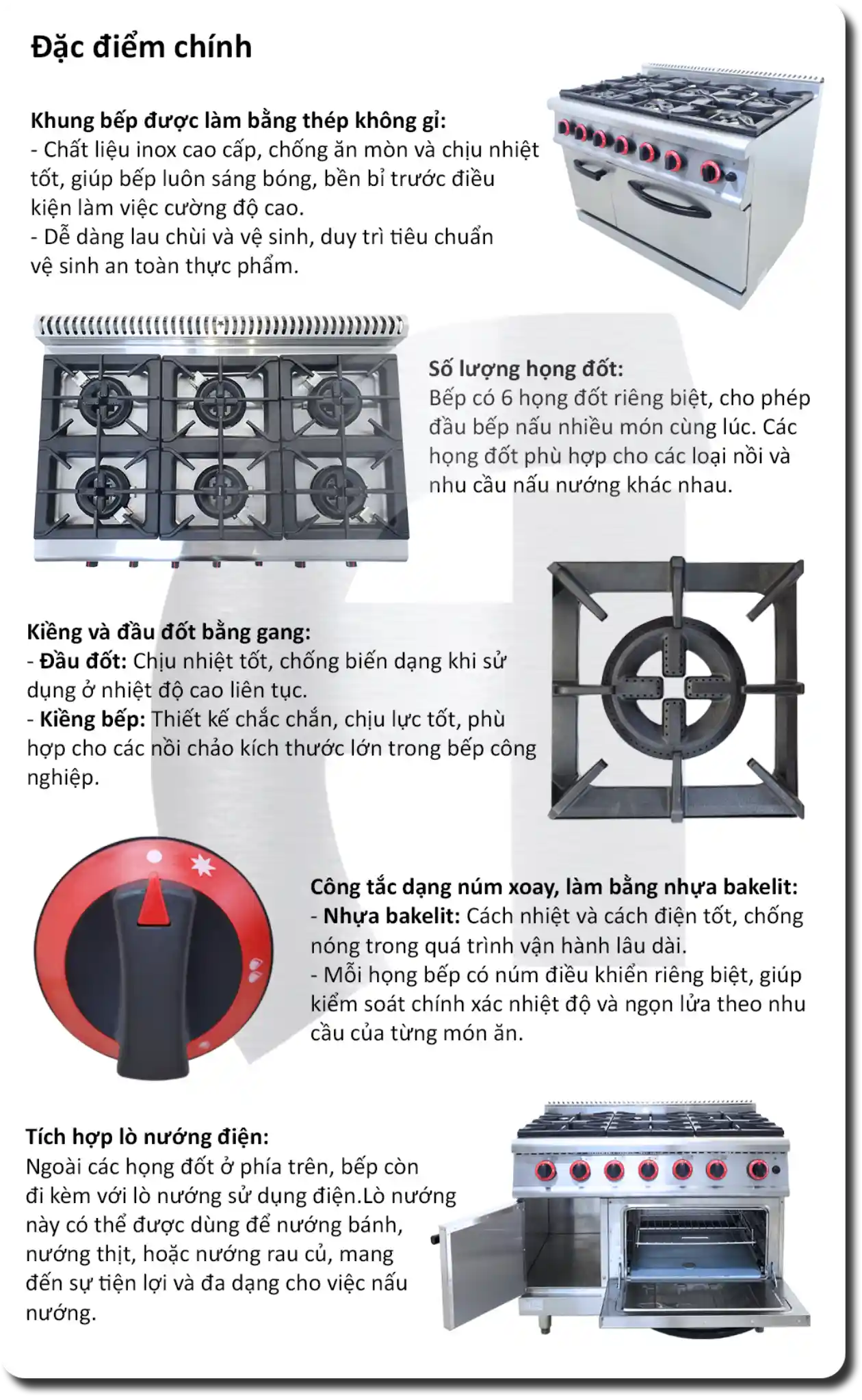 Bếp Gas 6 Họng Kèm Lò Nướng Điện KaiCook
