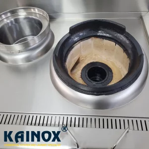 Bếp Á dùng Gas 2 họng đốt có 1 Nồi Hâm có quạt thổi