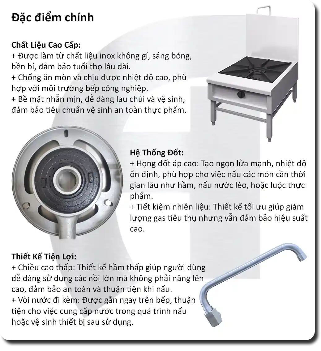 Bếp Hầm Thấp Đơn Áp Cao có Gáy