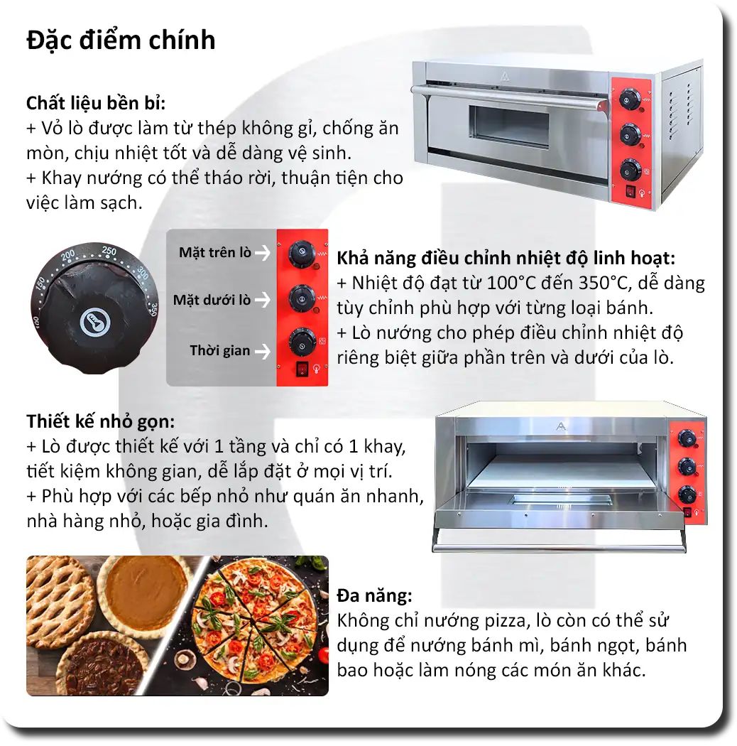 Lò Nướng Pizza Điện 1 Tầng 1 Khay KaiCook