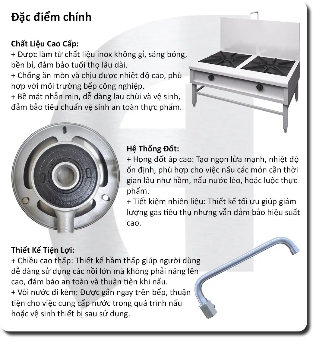 Bếp Hầm Thấp Đôi Áp Cao có Gáy