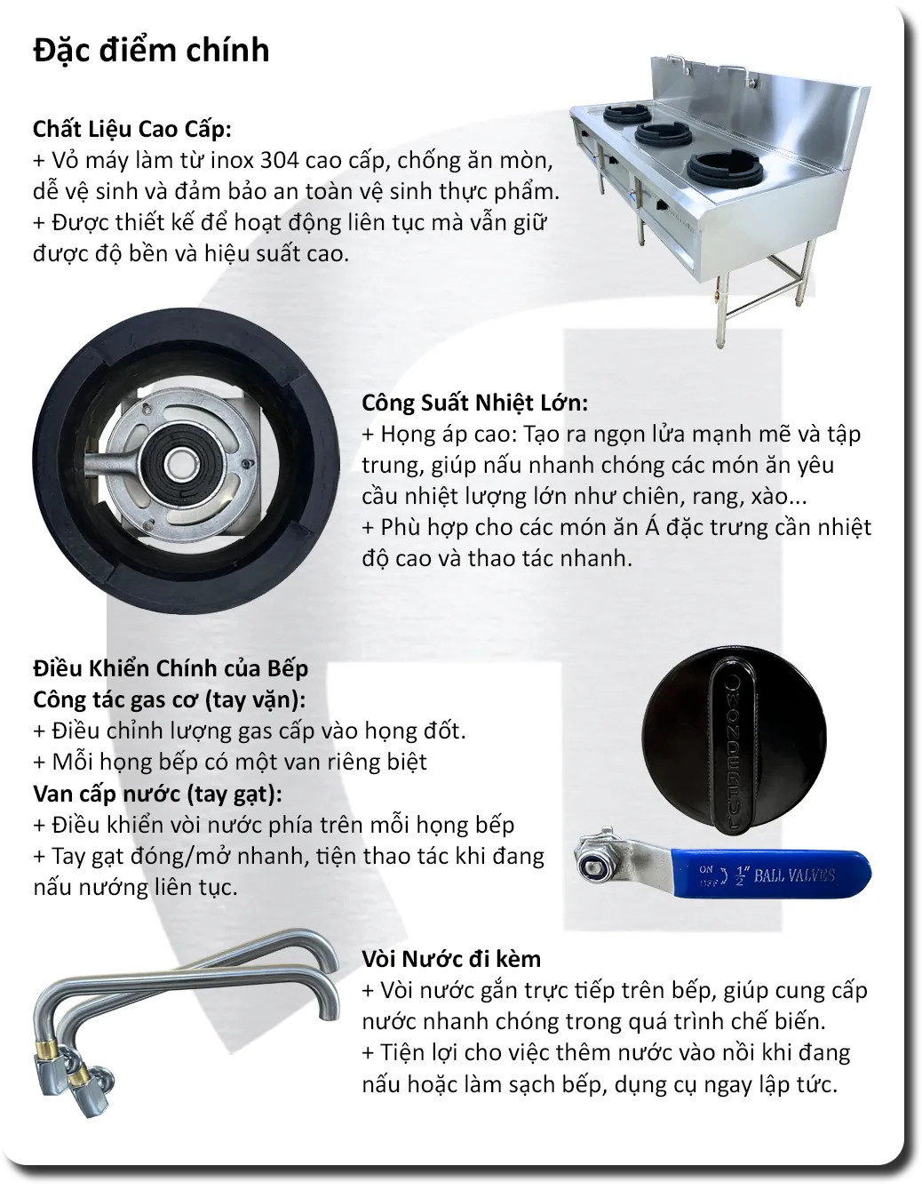 bếp á ba họng kèm vòi nước