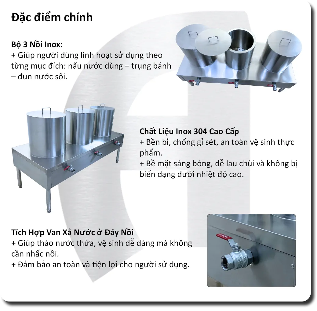 Bếp Nấu Phở 3 Nồi Điện