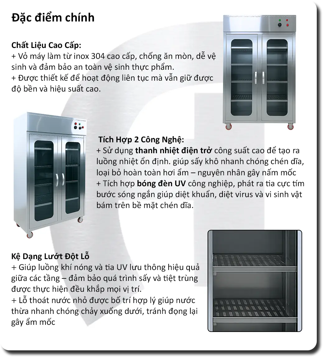 Tủ Sấy Chén Dĩa có Tiệt Trùng UV