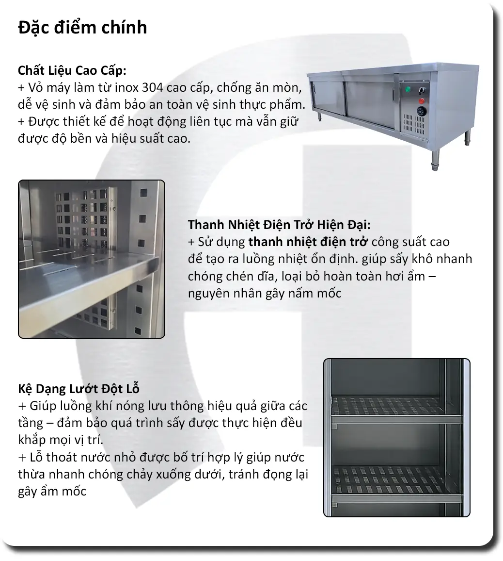 tủ sấy chén dĩa ngang lớn