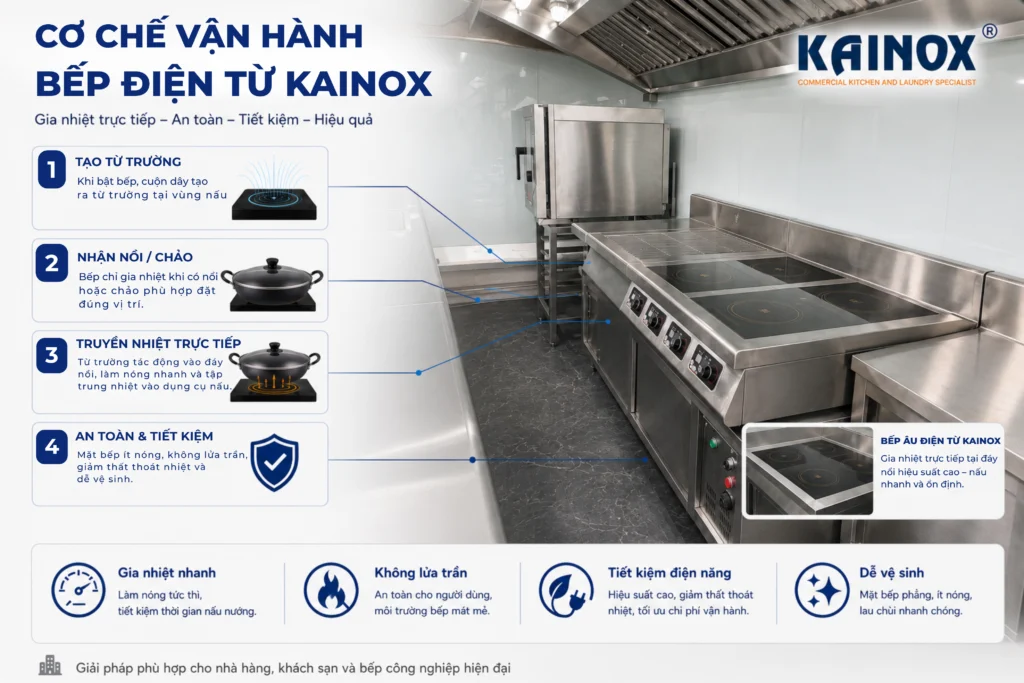 Cơ chế vận hành bếp Á điện từ KAINOX