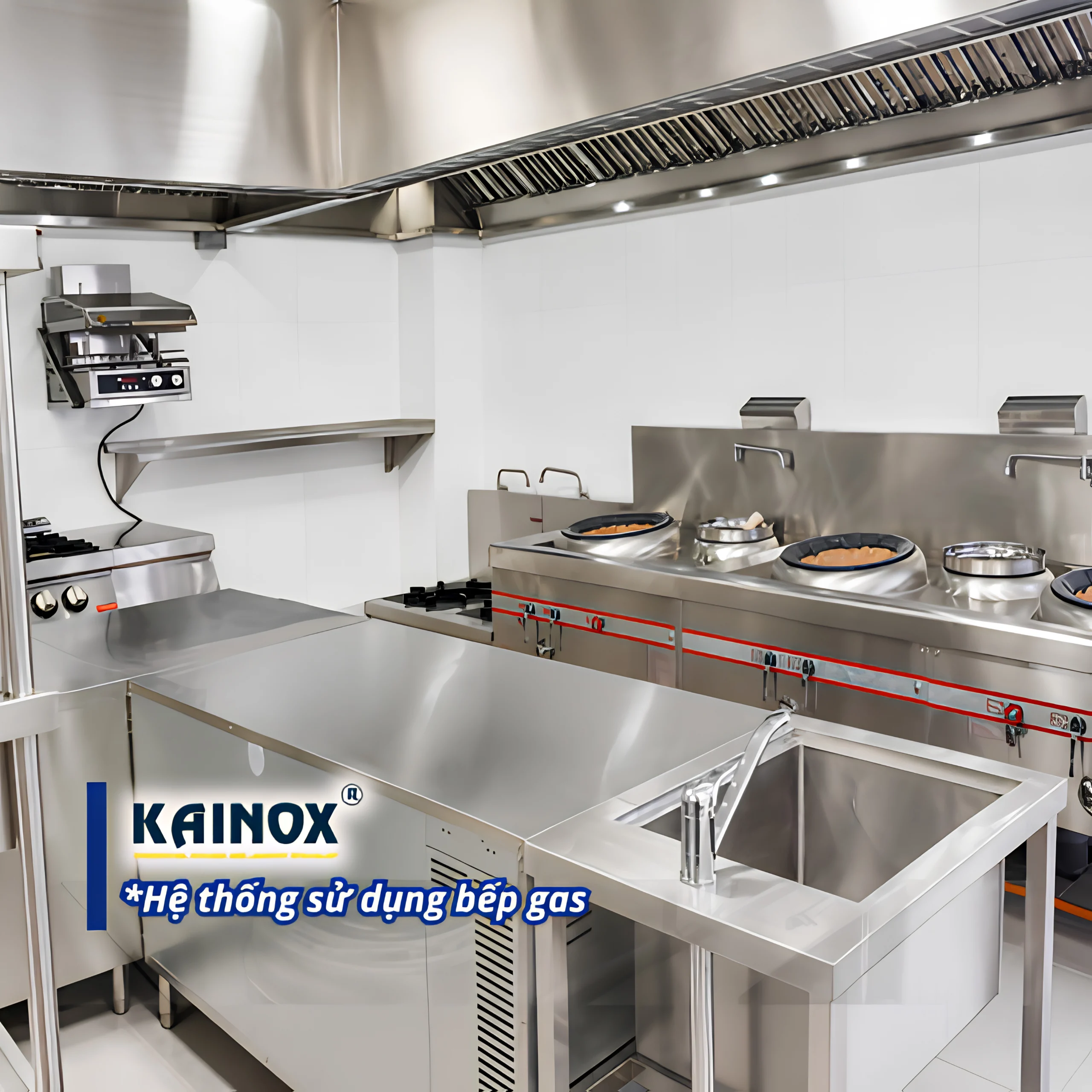 Hệ thống bếp sử dụng bếp gas KAINOX