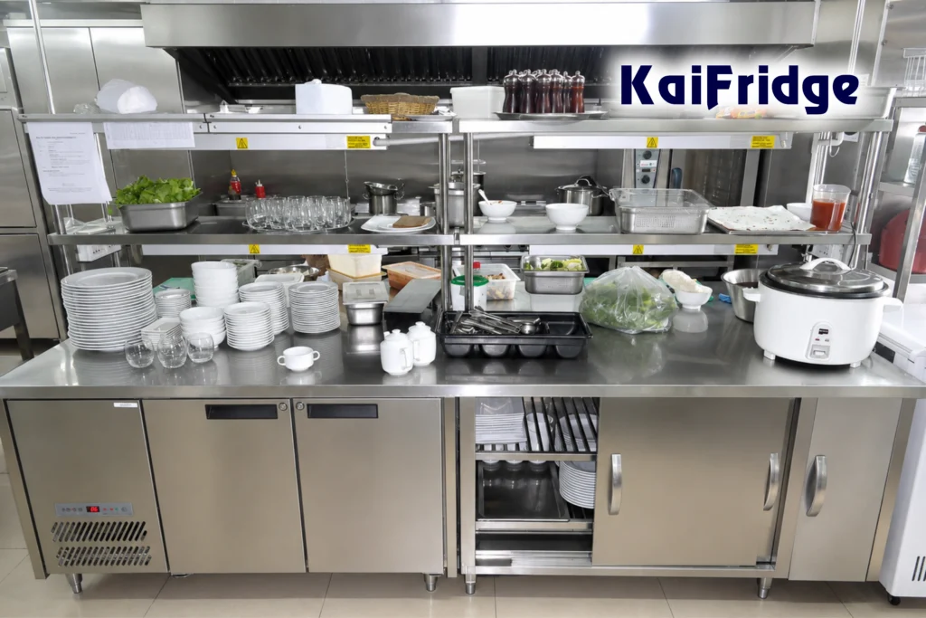 Bàn lạnh - bàn dông tại khu bếp chế biến KaiFridge