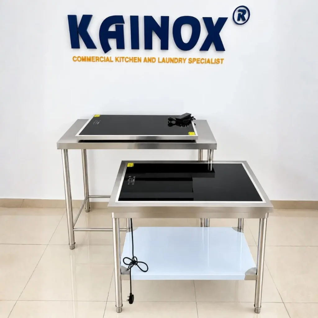 Bếp hâm điện từ âm quầy thiết kế kệ rời KAINOX