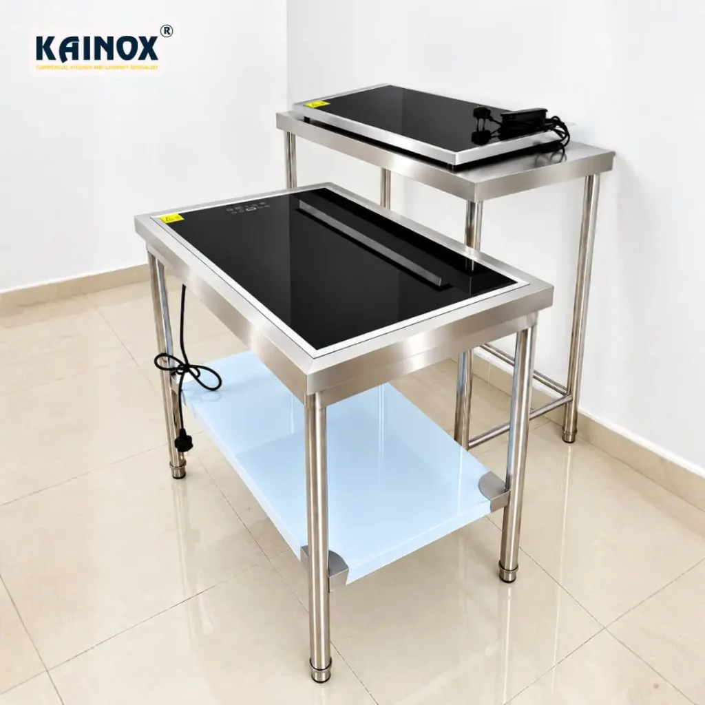 Kệ bếp hâm âm quầy điện từ đôi thiết kế KAINOX