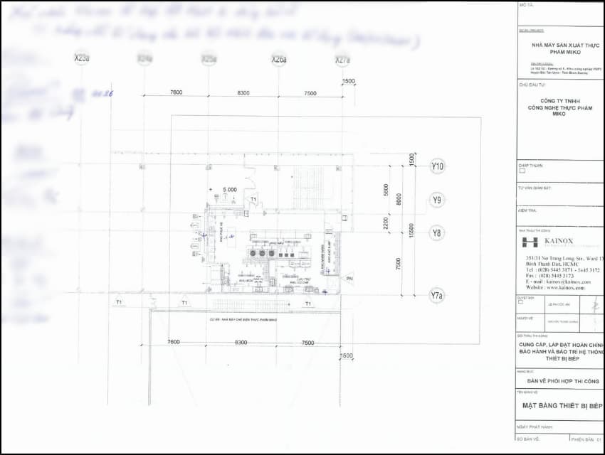 Bản vẽ bố trí lắp đặt thiết bị bếp của KAINOX
